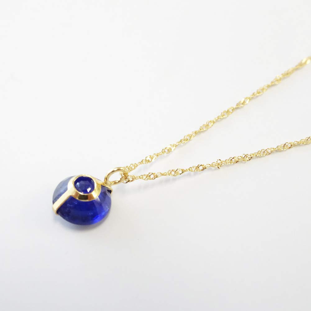 and My Jewelry 18K Natural Sapphire Necklace Solitaire Round Super Special [Your Box] Pendant, 1.0 Carat, Cut, Price! [September Birthstone] [Gift