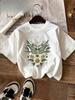 Women's Casual Short-sleeved Crew Neck T-shirt with Floral and Butterfly Print Adorned with Stars  Polka Dots Spring/summer Top