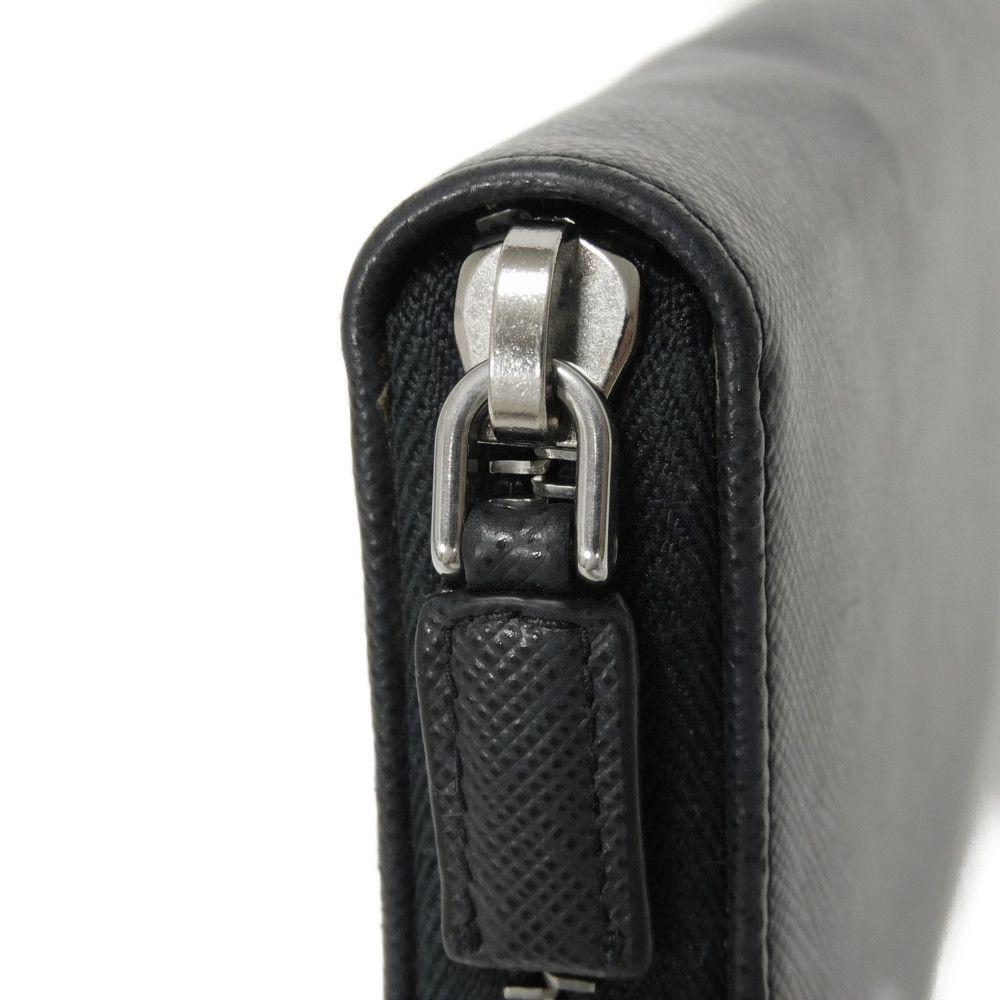 Used 11569 Saffiano Zip Around Wallet 2ML317 PN9 F0216 7940 Navy Zip Around Logo Embossed Baltic Unisex from Japan