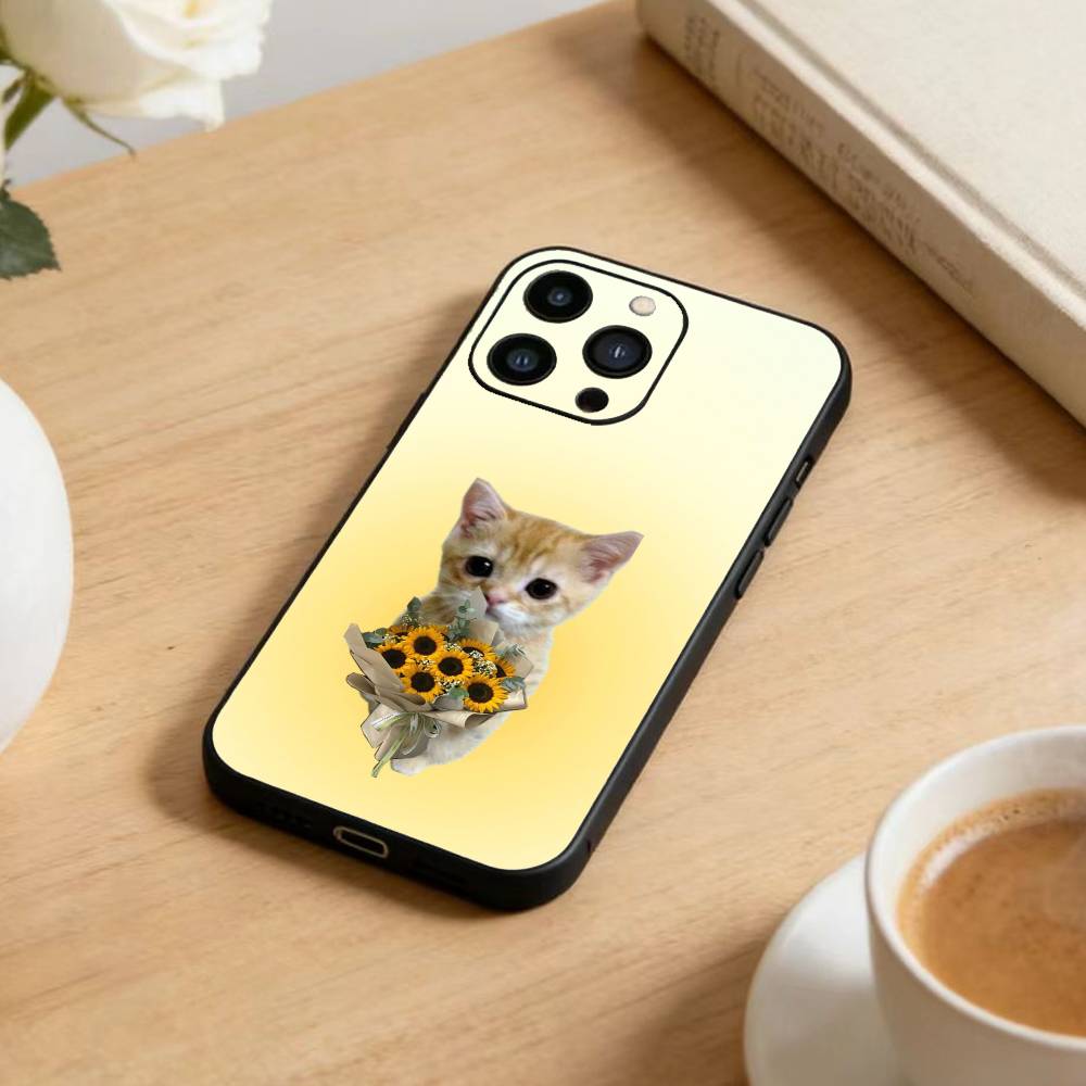 

Goofy Cats Big Eyes Phone Case For iPhone 16,15,14,13,12,17,Pro Max,Plus Silicone Black Case iPhone17PRO