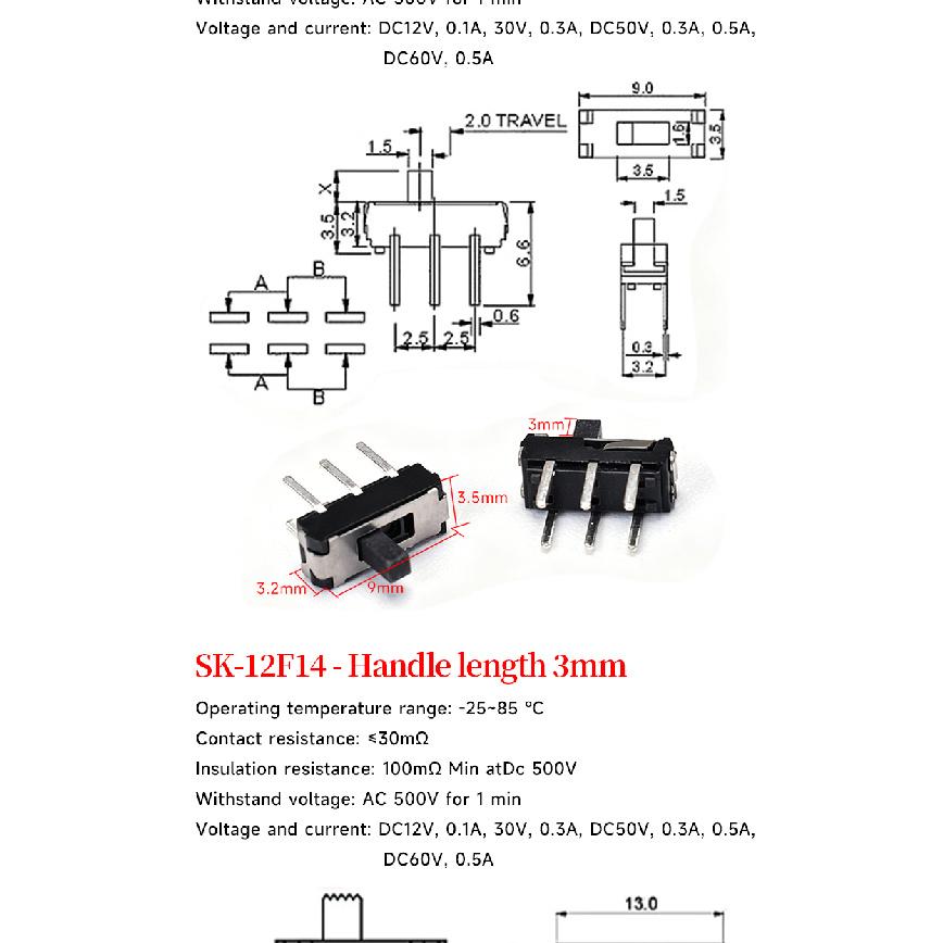 5PCS Mini SPDT Slide Toggle Switch Handle 3/5mm MSS-22D18 SS-12D00 SK-22D07 MSK-12C02 SS-12F44 MSK23D19 - Electronic Component Switches4