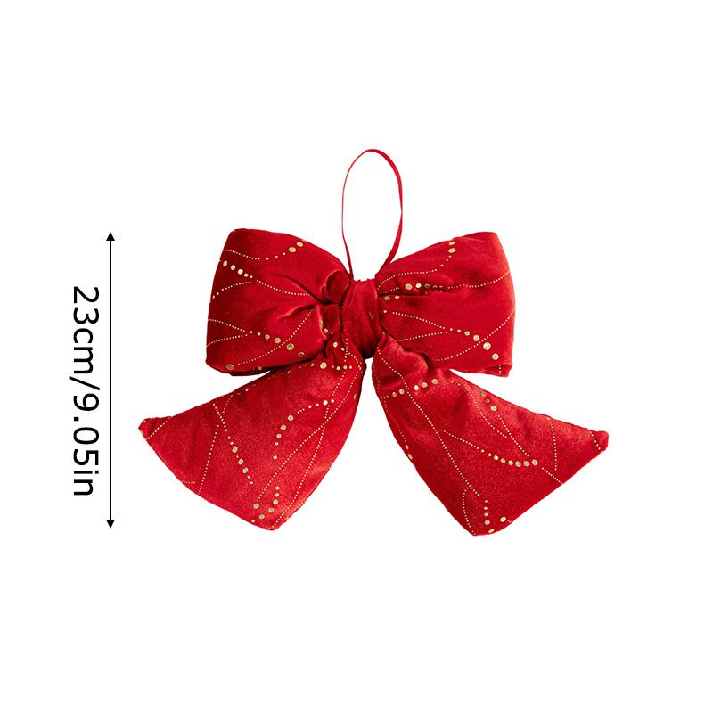 1PC Red Fireplace Bows with Glitter Surface Wreath Hanging Pendants Home Big Christmas Cloth Bows Ornaments Party 3 Sizes