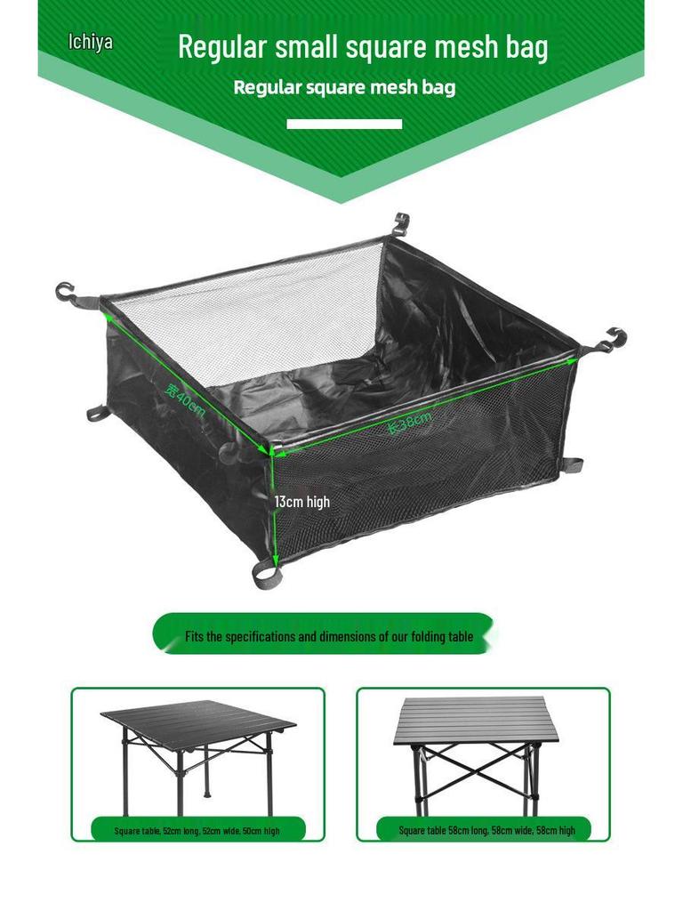 Black Mesh Hanging Bag Set: 16 & 20-Piece Outdoor Folding Table Accessories