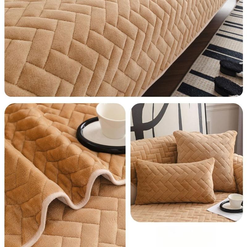Milk fleece thickened sofa cushion autumn and winter one-piece anti-cat anti-cat scratch seat cushion cover