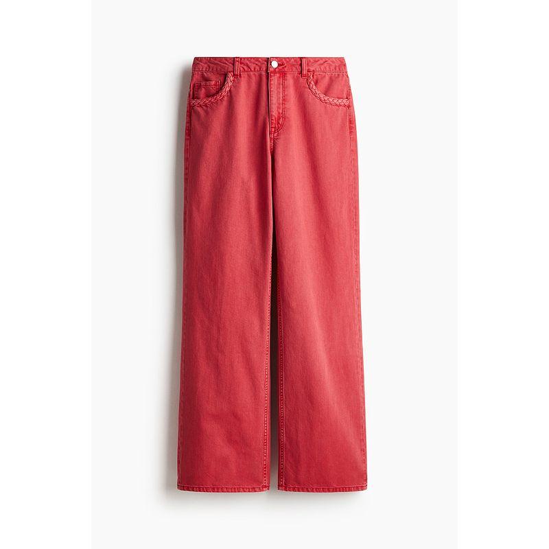 

HM 2025 New Fall Women s Clothing Fashion Casual Casual Wide Leg High Waist Denim 1264136 Red 155/60