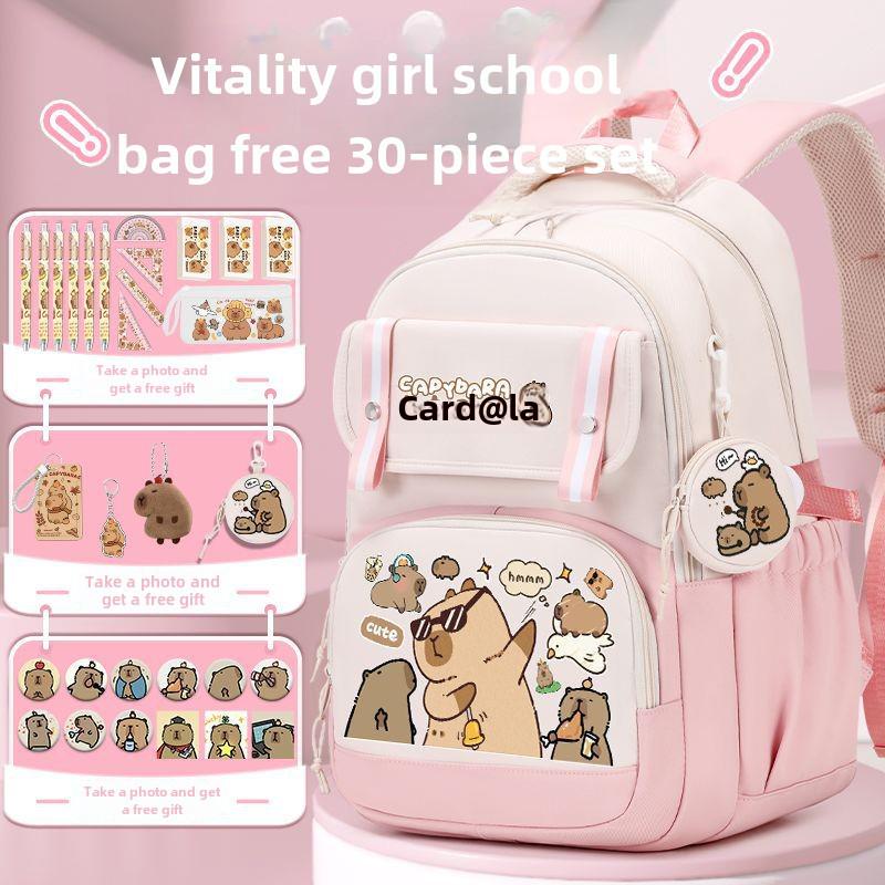 2024 Capybara Girls' Backpack: Stylish, Spacious & Perfect for Grades 1-6