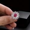 Fashion Jewelry Blossom Rich Ruby Emerald Ring Heavy Industry Luxury Full Of Diamonds Flower Ring