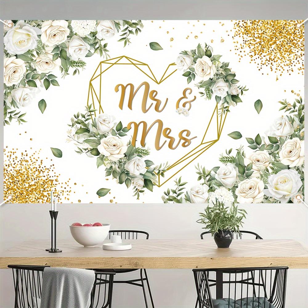 1Pcs Mr And Mrs Wedding White Floral Background Decoration Background Wedding Backdrop Decorations For Photo Studio Booth Party