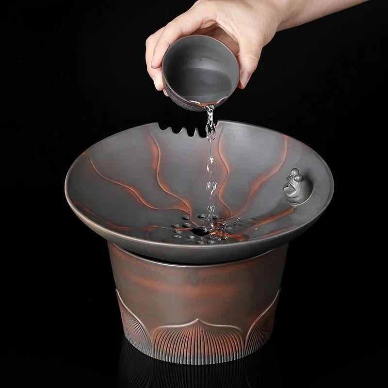 Jianshui Purple Pottery Multi-Functional Exhausted Tea Jar Filter Barrel with Lid Tea Basin TeaCup Tea Wash