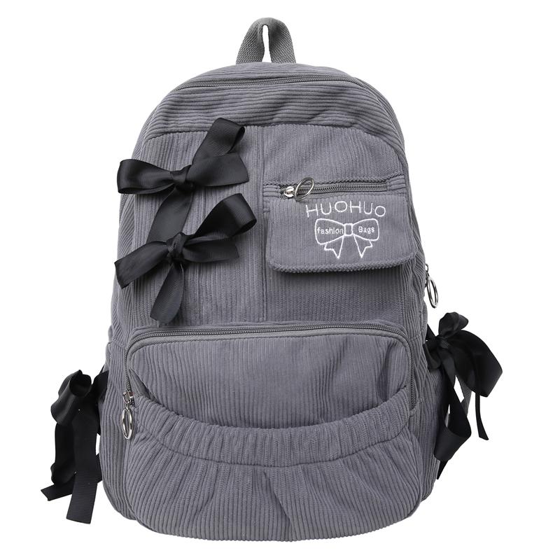 

Студенческая сумка Женский рюкзак Рюкзак с бантом Сумка через плечо серый