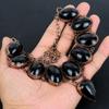 Black Obsidian Eye Gemstone Necklace, Copper Electroformed Handmade Designer Necklace Jewelry, Adjustable Chain Necklace Gift For Women