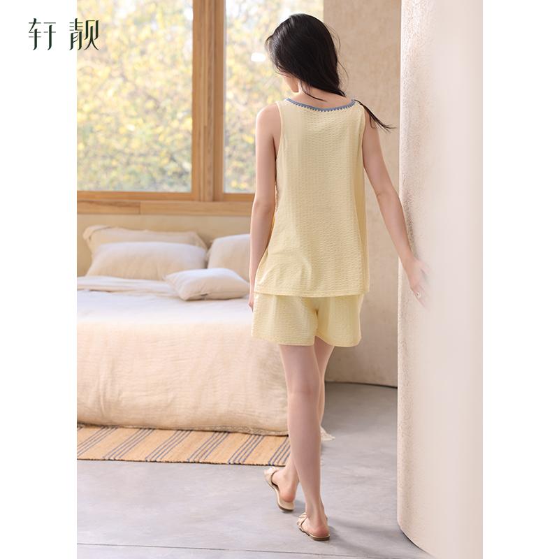 Xuan Liang Bubble Cotton Pajamas Women's Summer Thin Cotton Tank Top Shorts Casual Relaxation Large Home Clothing Set