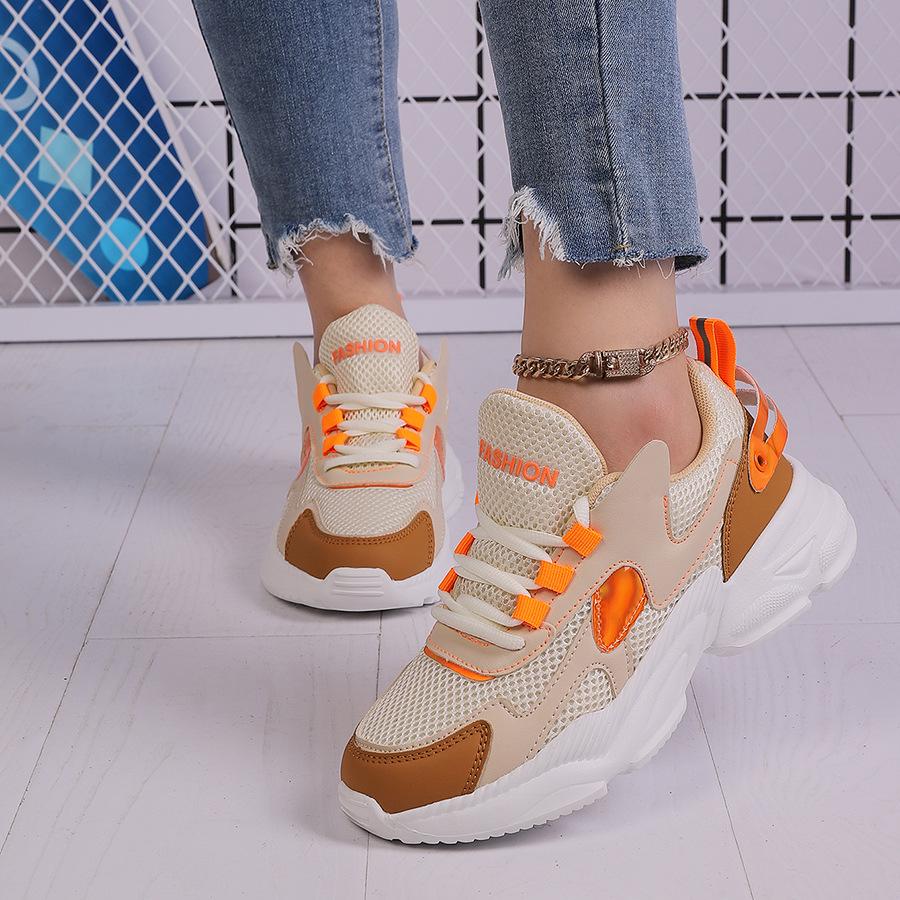 Women's shoes new breathable mesh casual sports mesh shoes women's running heightening little white dad trendy shoes