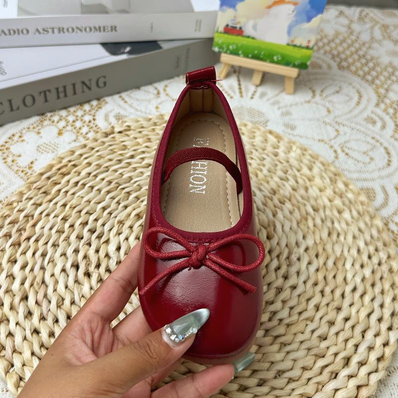 Korean Style Vintage Bowknot Non Slip Little Girls Fashion Single Dance Shoes