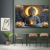1 Piece Ornate Style Buddha and Lotus Tapestry, Machine Washable, Large Polyester Wall Hanging for Living Room and Bedroom