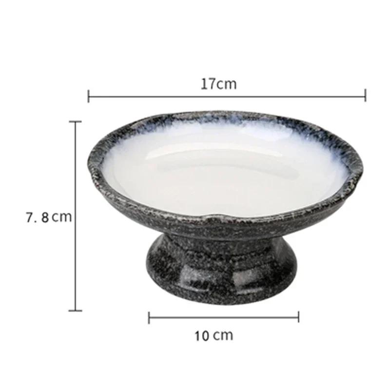 Creative Japanese ceramic plate with high feet saucer saucer snack tea dessert plates snack plate fruit plate bowls ramekin