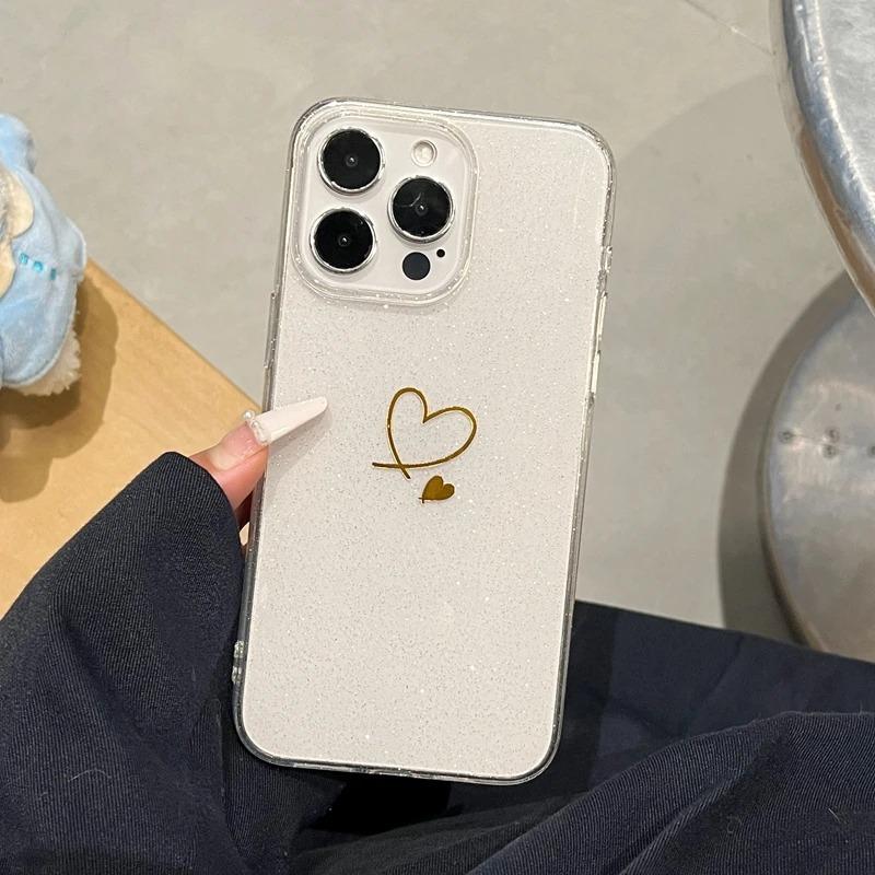 Weiche Liebe Herz Glitzer Transparente Handyhülle Für iPhone 11 12 13 14 15 Pro Max 7 8 Plus X Xs Max XR Klare Bumper Rückseite