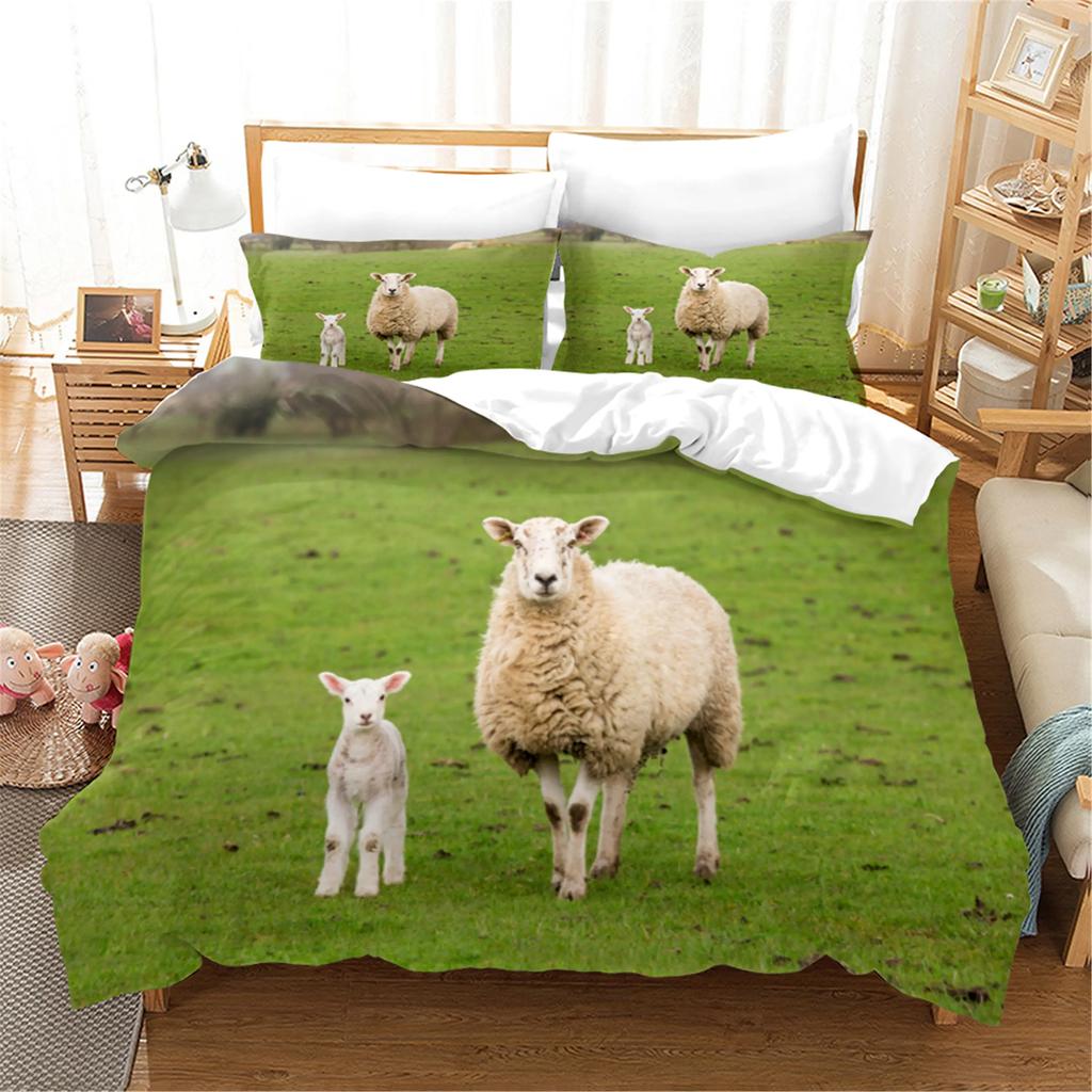 3D Printed Sheep Duvet Cover with Pillow Cover Bedding Set Single Double Twin Full Queen King Size Animal Bed Set Bedroom Decor