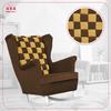Carol Duo Family Furniture Yellow Brown Dark Beige Velvet Wingback Rocking Chair