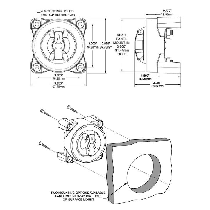 Blue Sea Systems - 32V 350 Amp E-Series Waterproof Ignition Protected Marine Boat Dual Battery Isolator Switches
