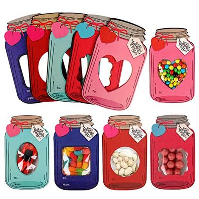 50 Stück Einmachglas Valentinstagskarten Macarons Kraftpapier Frohe Valentinskarten Stabile Retro Leere Grußkarten für Neujahr