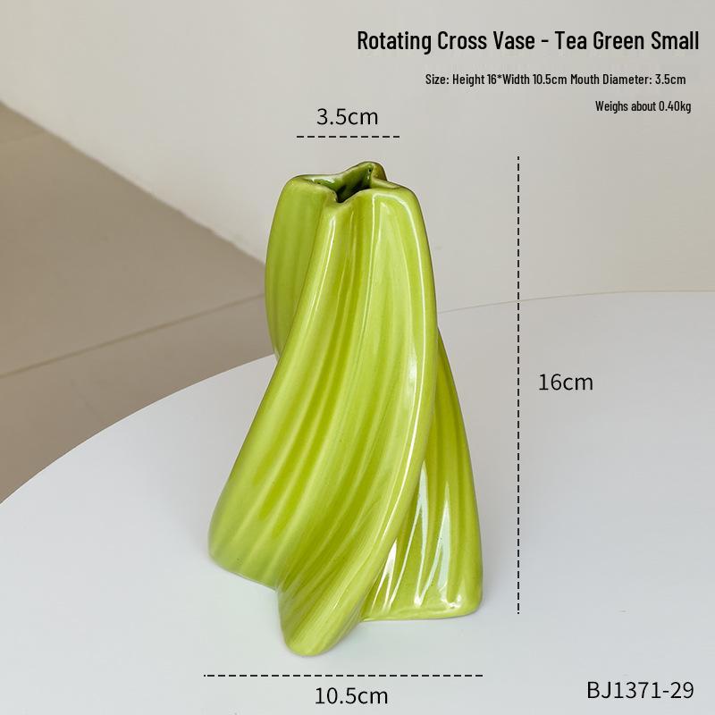 Lily Green Decorative Floral Arrangement in Ceramic Vase - Luxury Artificial Flowers for Living Room Decor