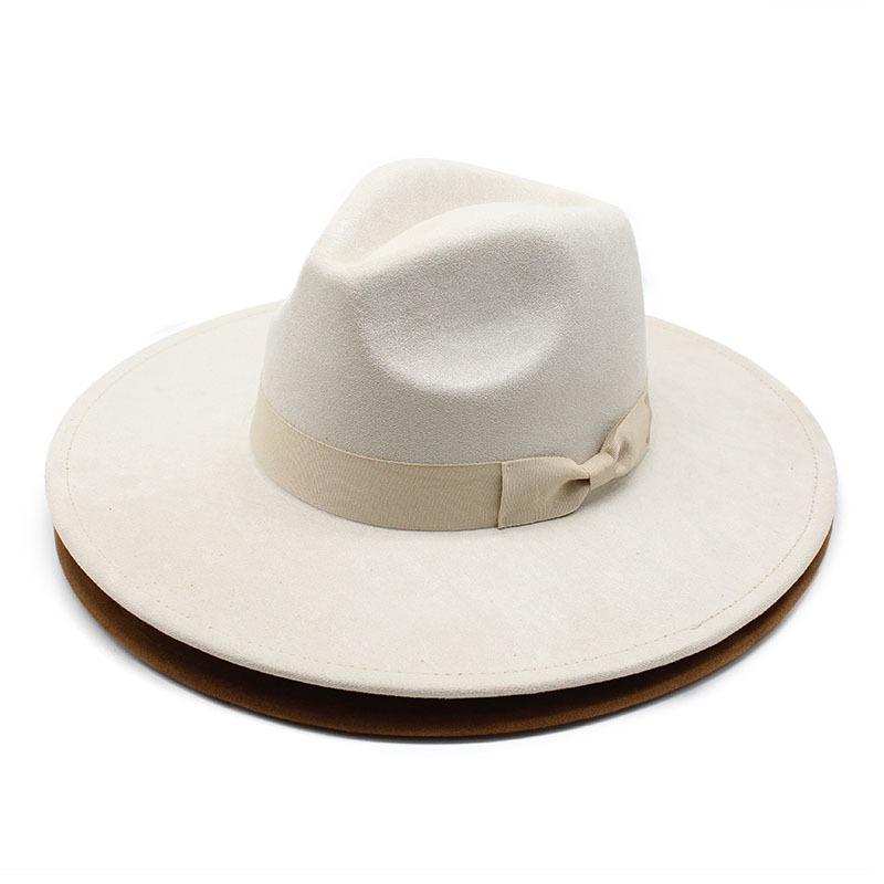 Cappello a cilindro a tesa larga britannico Stagione Cappelli Jazz da uomo e da donna, Cappelli scamosciati a tesa larga, Cappelli in feltro grandi da uomo in lana.