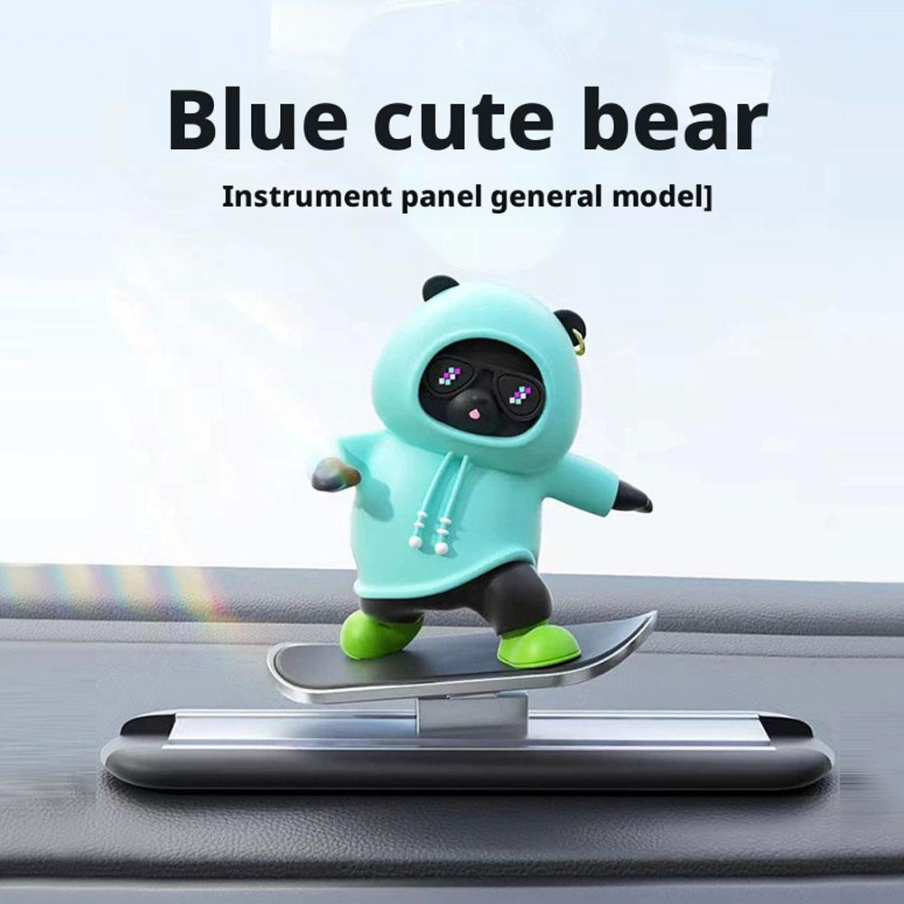 Mini Skateboard Bear Car Center Console Ornaments Car Decoration Interior Accessories Cute Doll Car Dashboard Decoration