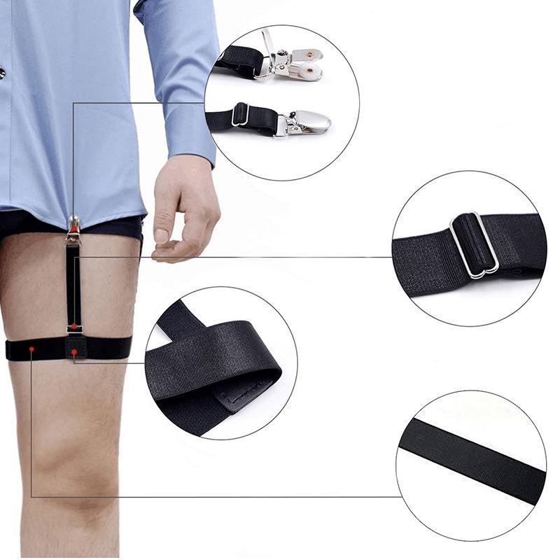 1 Pair  Men Shirt Stays Belt with Non-slip Locking Clips Keep Shirt Tucked Leg Thigh Suspender Garters Strap