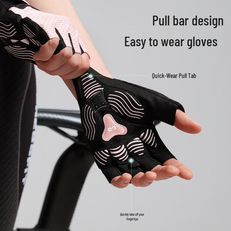 Andningsbara Halkfria Cykelhandskar - Stötdämpande, Halvfinger, för Män & Kvinnor