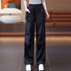Purple Work Pants for Women 2026 Summer New High-Waisted Slimming Loose Casual Versatile Drawstring Straight Wide-Leg Long Pants