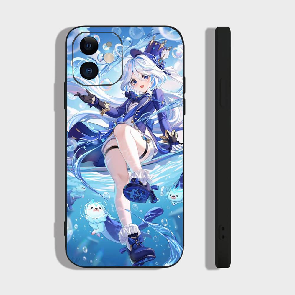 Furina Animation Game G-Genshin I-Impact Phone Case For IPhone 17 Air 16 15 14 13 Pro Max 11 12 Black Silicone Cover