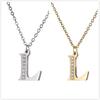 Women Clear Zircon 26 Letters Pendant Necklace Stainless Steel Gold A-Z Alphabet Choker Initial Necklaces Jewelry