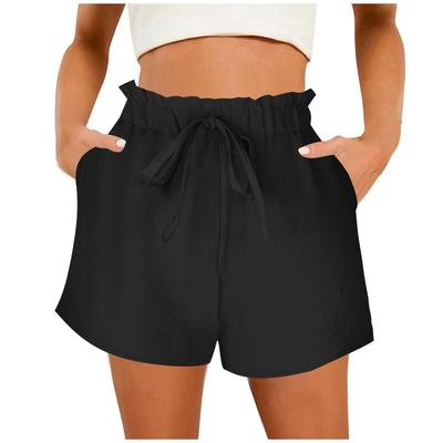 Women's Summer Shorts Solid Color Cotton And Linen Fashion Loose High Waist Casual Shorts