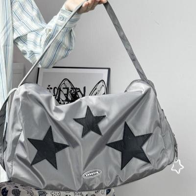 New Trend Grey Shoulder Bag Niche Splicing Color Blocking Design Stars Backpack Leisure High Capacity Crossbody Bags Travel Bag