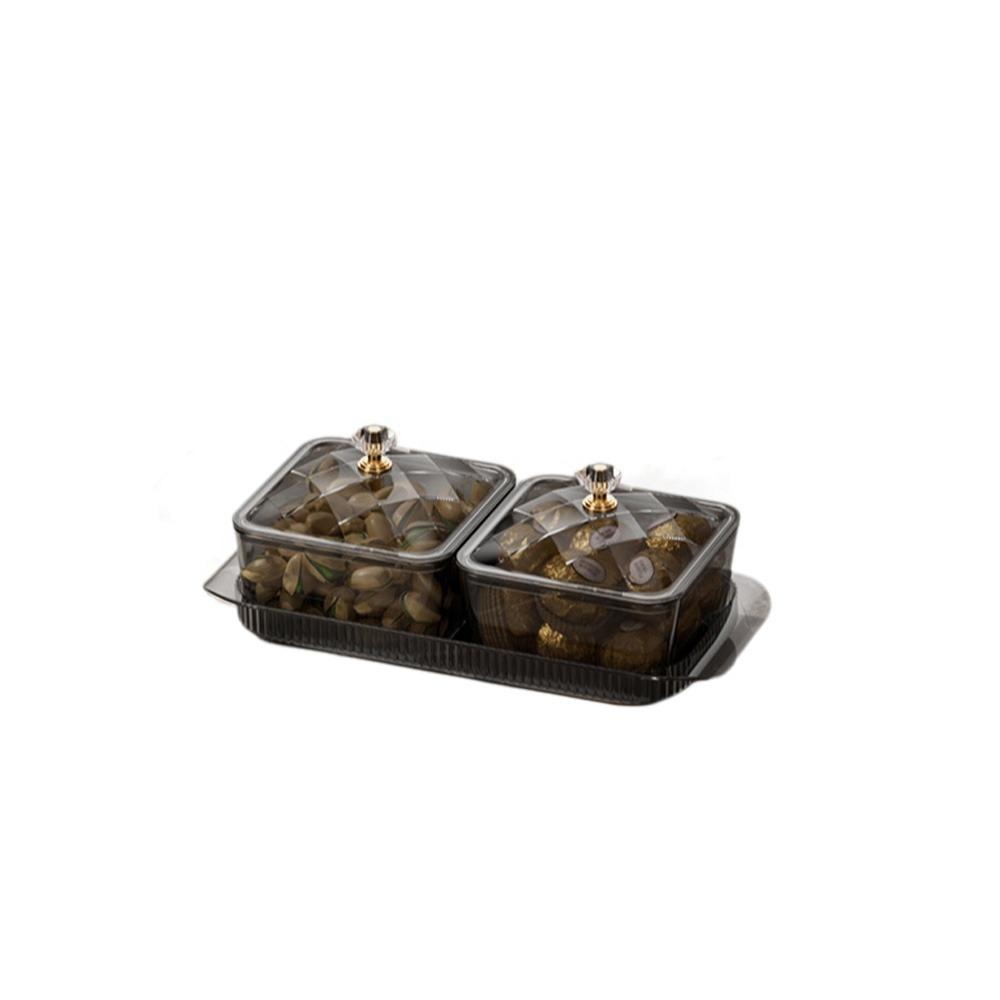 Dustproof Fruit Plate Partition Platter 2/4/6 Grids Snack Dessert Tray  Living Room