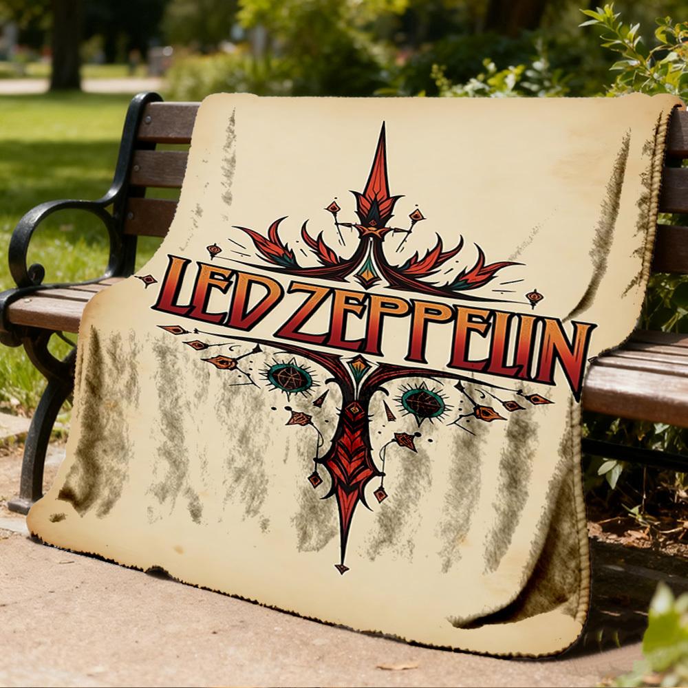 1pc Led Zeppelin Outdoor Flannel Blanket Gift For Boys Girls Adults, Family Friends