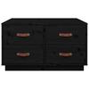  Coffee Table, Black, 80x80x45 Cm, Solid Pine Wood
