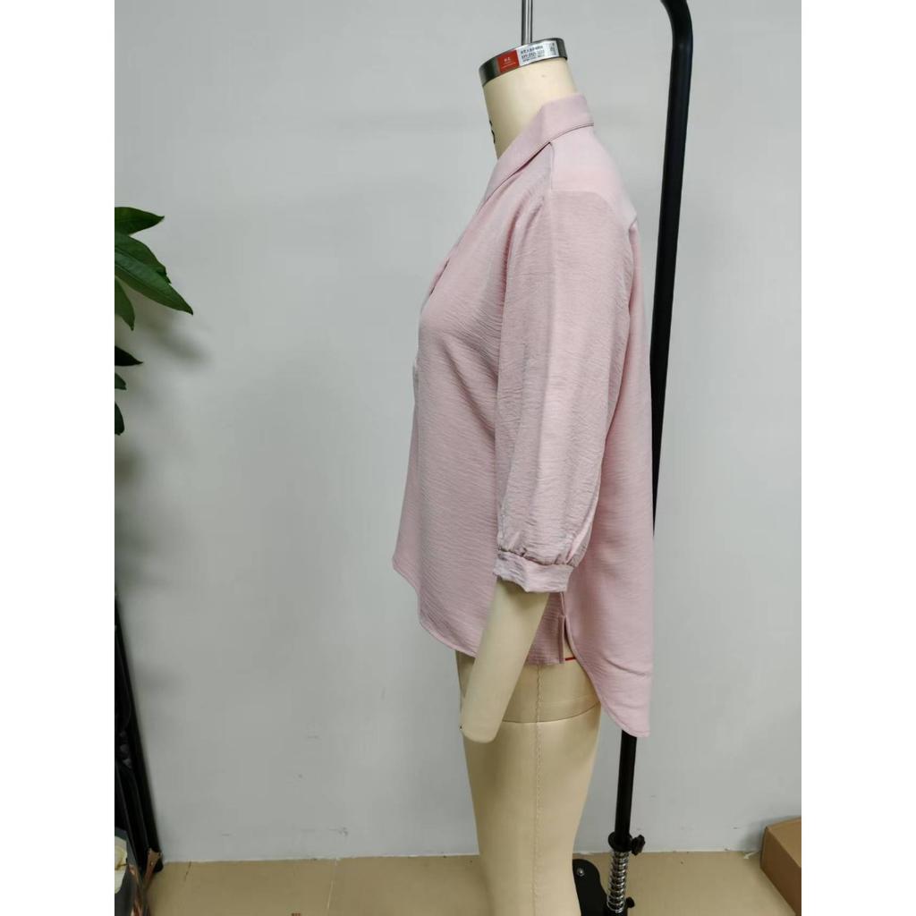 Spring Summer New Women's Casual Loose Fashion Blouse, Cute Doll Neck Button Shirt for Crossborder Europe America