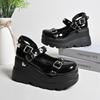Fashion New Ladies Goth Platform Pumps Fashion Heart Buckle Rivet Punk Wedges High Heels Women's Pumps Party Street Shoes Woman Cosplay