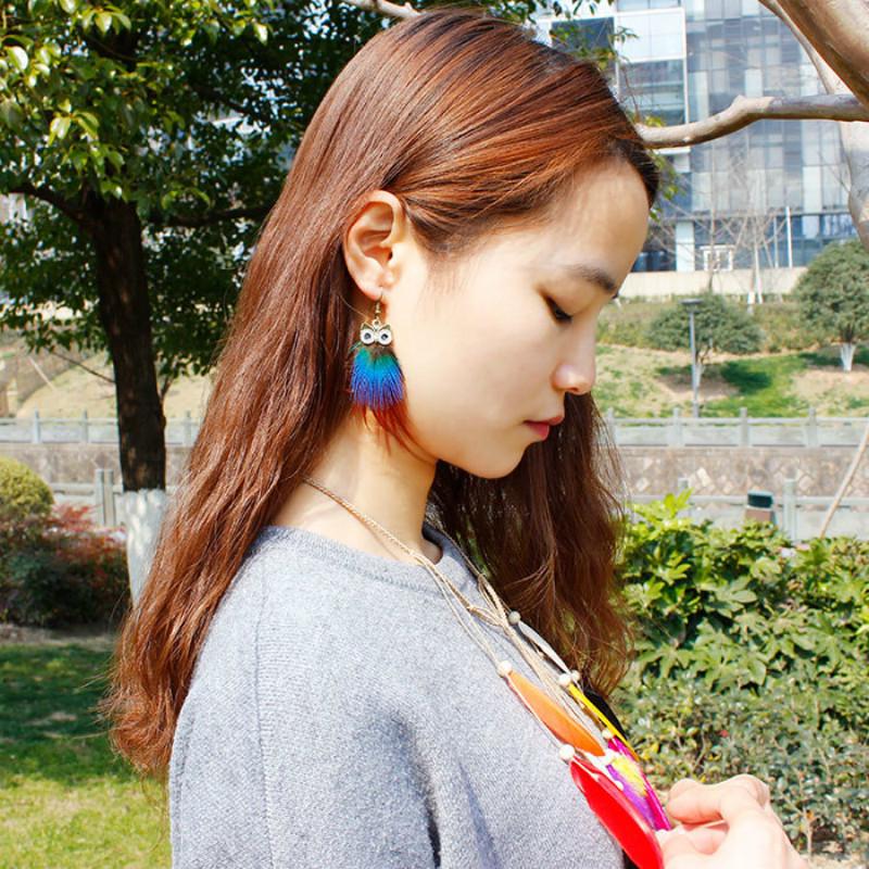 Fashion Bohemian Feather Earrings Cute Women Owl Earring Dangle Tassel Earrings Fashion Bohemian Feather Earrings Cute Women Owl Earring Dangle Tassel Earrings
