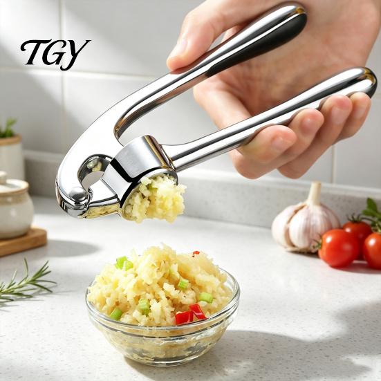 Non Stick Garlic Crusher Stainless Steel Press, Ergonomic Lever Heavy Duty Alloy Crusher, Effortless Mincing Manual for Kitchen Food Preparation Tool