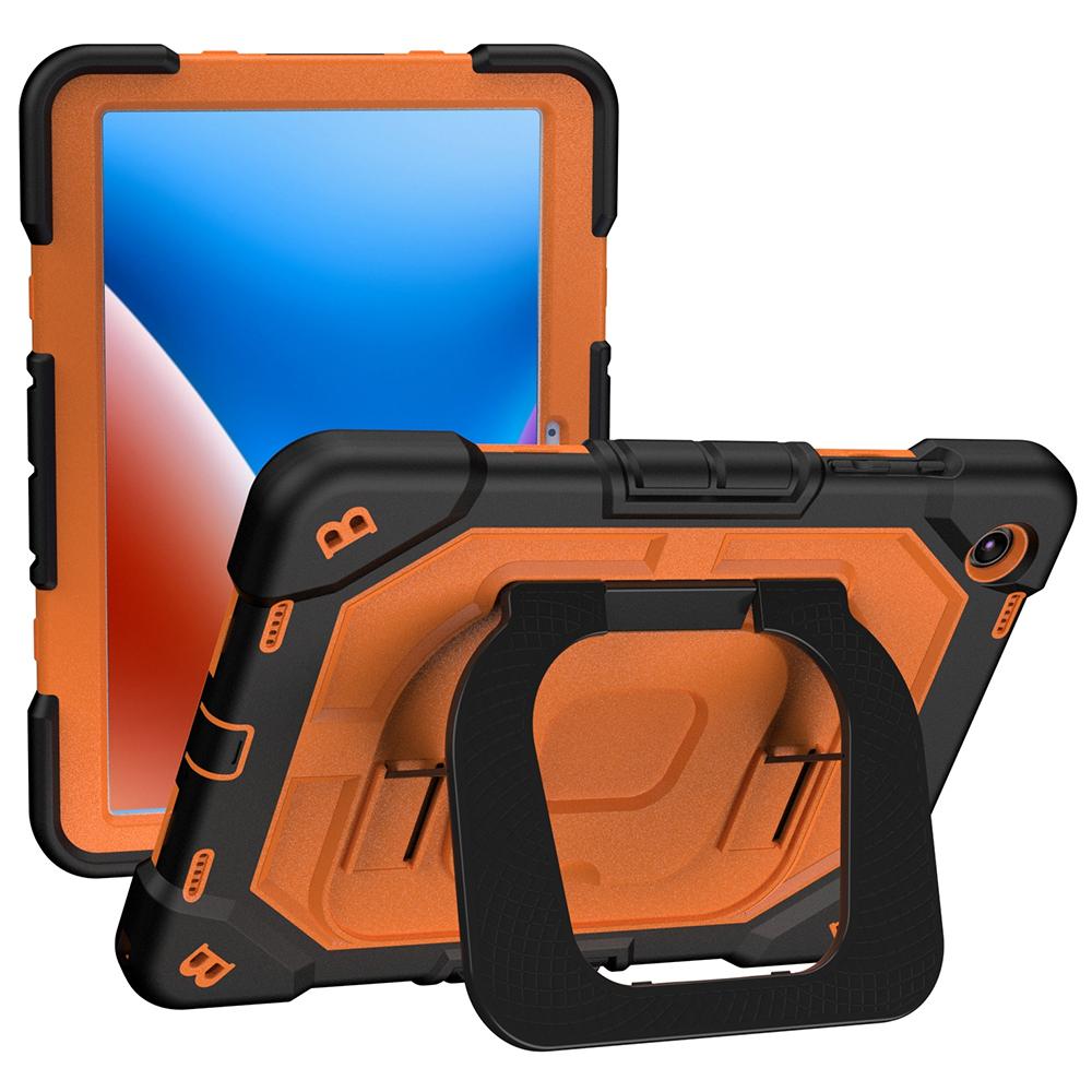 

For Samsung Galaxy Tab A9+ Case Kickstand Silicone+PC Shockproof Protective Tablet Cover Black Orange