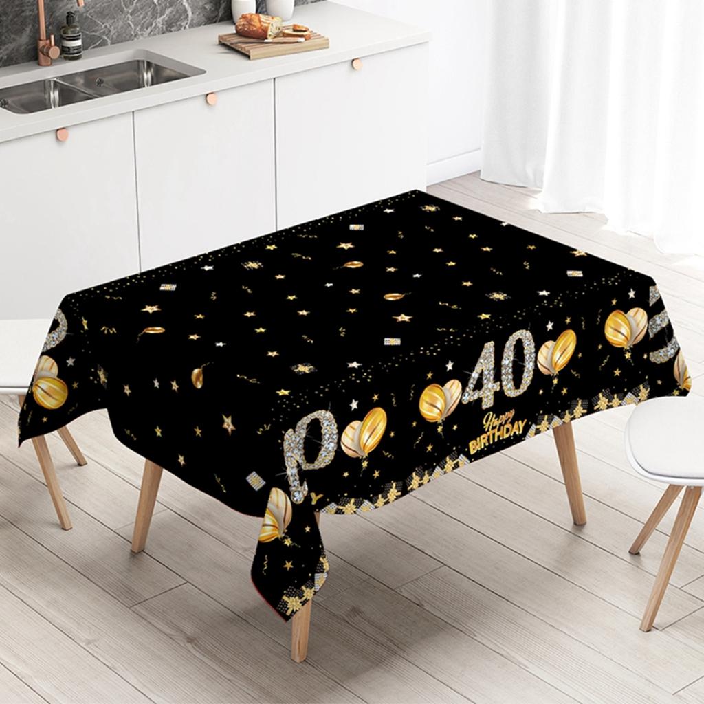 Black Birthday Plastic Tablecloth 18 30 40 50 60 Year Birthday Party Decor Kids Women Birthday Party Supplies Favors Anniversary