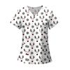 Women's Fashion Printed Short Sleeve V Neck Pattern Tops Pocket Working T-shirts
