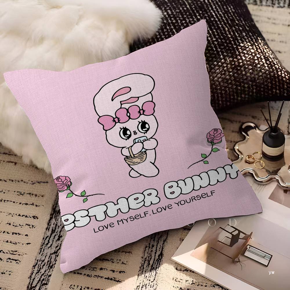 Anime Esther Bunny Personalized Pillow Dust Cover Bedroom Kids Party Decoration Pillowcase Birthday Children Gift