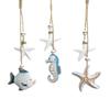 Mediterranean Style Wooden Ocean Animal With Jute Rope Wall Pendants Home Decoration For Nautical Themed Eco-Friendly Ornament