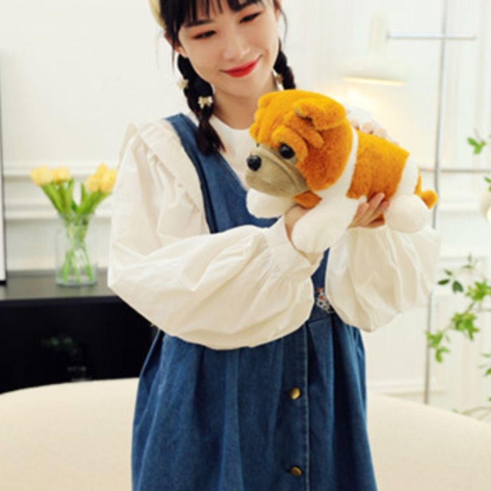 Thick Eyelids Shar Pei Dog Plush Doll Lying Animals Stuffed Toys Birthday Gifts