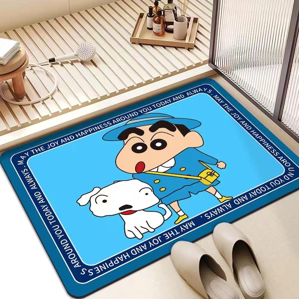Crayon Small New Bathroom Floor Mat Bathroom Door Suction Quick Drying Mat Cartoon Diatom Mud Dirty and Non-slip Door Mat