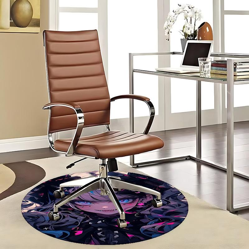 

1pc Anime Design Round Carpet Office Chair Mat, Non Slip Rug for Home Decor, Living Room, Bedroom 80cm